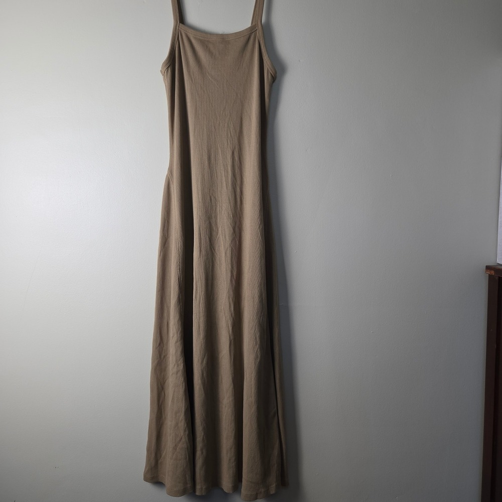 Universal Thread Womens Tan Ribbed Cotton Maxi Dress Small Sleeveless